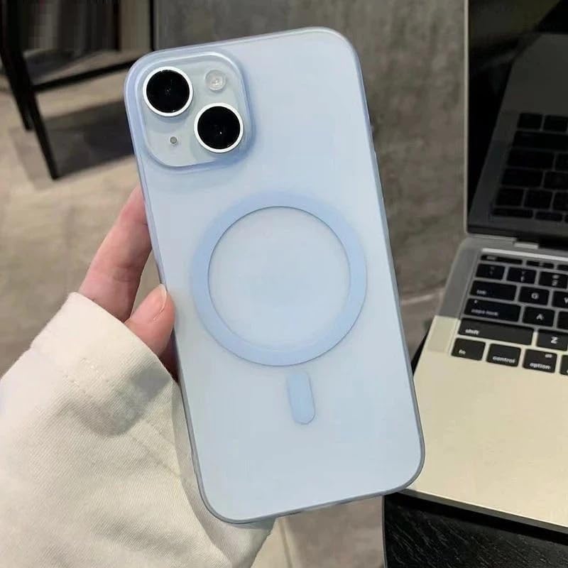 Image of COVERLY Matte Frosted Translucent Back Cover Case for iPhone 12 Pro Compatible with MagSafe | Shockproof Design | Camera Protection Module | Hard Back Case for iPhone 12 Pro (PC, Frost Blue)