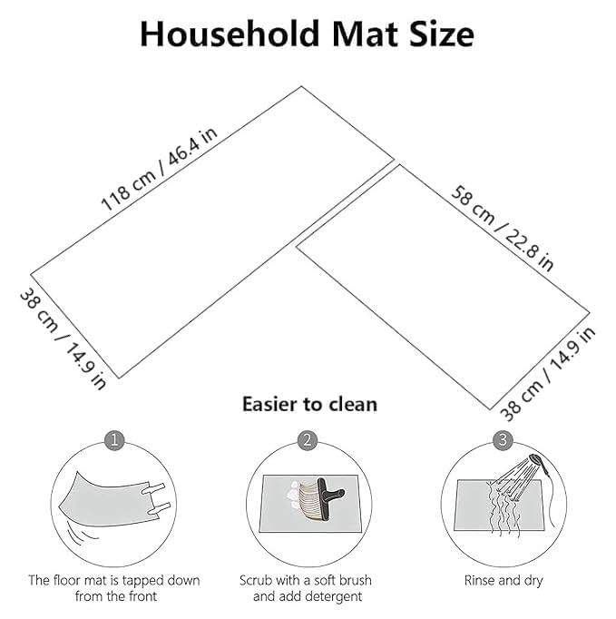 Image of Yagzon 2 pcs Kitchen Mat for Floor, Floral Comfort Padded Standing Mat,Waterproof Memory Foam Kitchen Rugs, Non-Skid, Soft Absorbent Rugs for Kitchen, Laundry, and Hallway (118x38cm, 58x38cm)