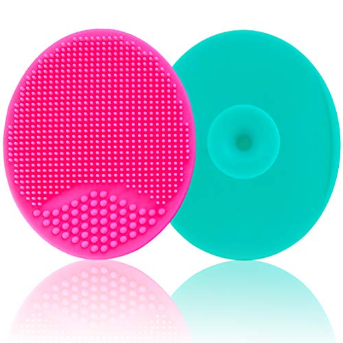 Image of Baby Bath Brush, Baby Cradle Cap Brush, Silicone Massage Brush, Silicone Scrubbers Exfoliator Brush | The Baby Skin Scrubbers Baby Essential for Dry Skin, Cradle Cap and Eczema (Large-Green & Red)