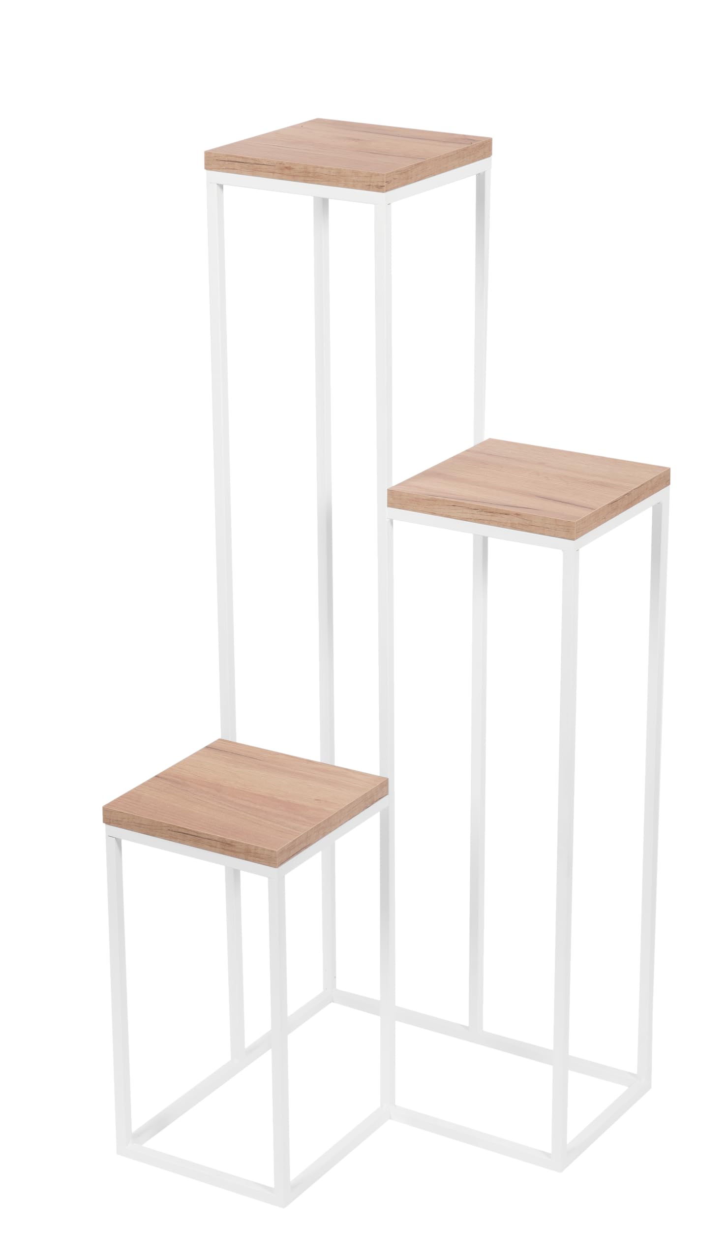 Stojak na rośliny Elle - Kwietnik 3 poziomy - 40 cm 40 cm 97 cm - kolor 40x40x97cm - kolor Biały - do kwiatów w pomieszczeniach - metalowa półka - stojak na kwiaty