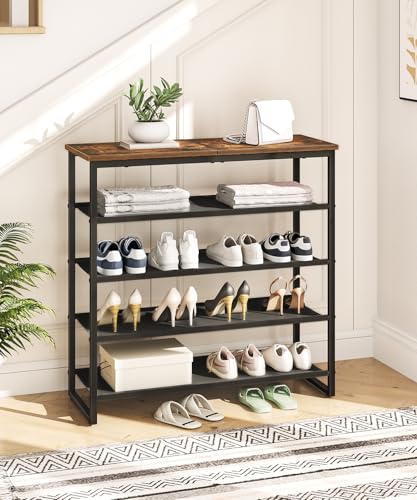 HOOBRO Schuhregal, 5-stufige Schuhablage, Schuhschrank mit 4 Oxford-Stoffebenen und 1 Paneelebene, für 16–20 Paar, für Eingangsbereich… – Ansicht 2