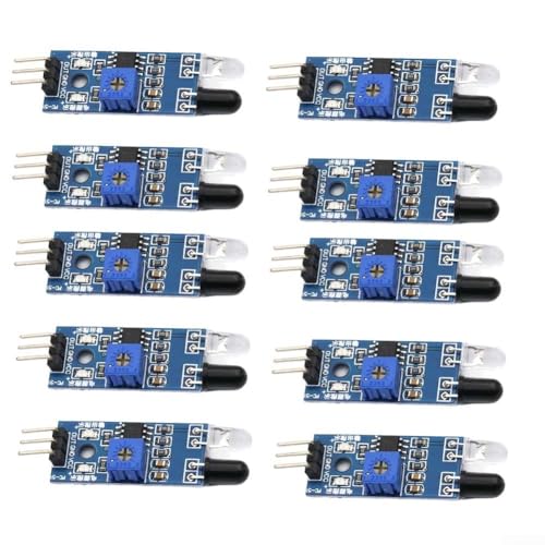 Paquete de 10 sensores infrarrojos de prevención de obstáculos infrarrojos, módulo fotoeléctrico reflectante de 32 x 14 mm con rango de 2 a 30 cm, salida de 3 cables para proyectos de robot Arduino