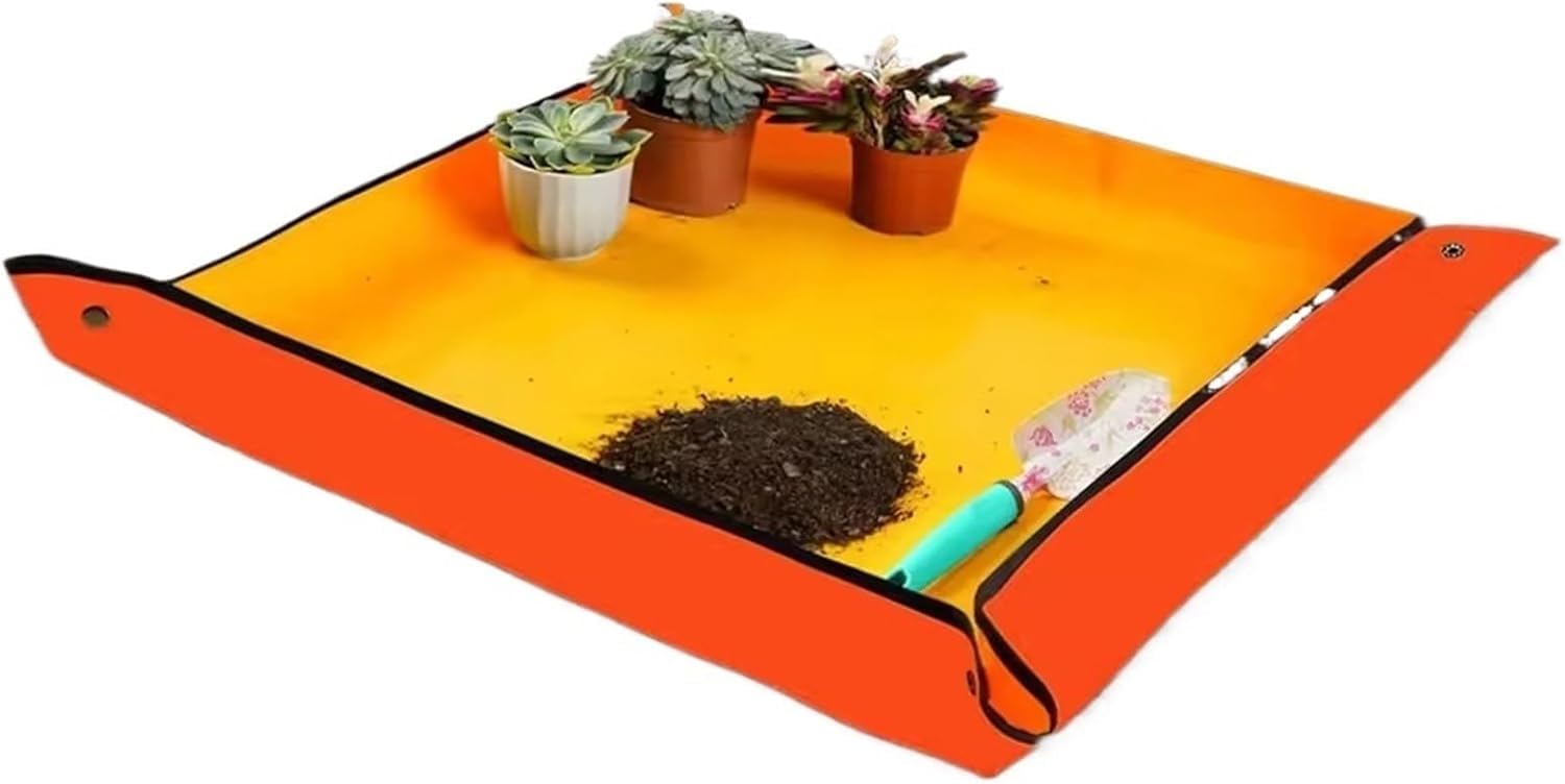 ESESE Foldable Plant Repotting Mat Garden Potting Pad Tray, Flower Pots Transplanting Mats Gardening Planting PE Waterproof For Indoor(100x100cm)
