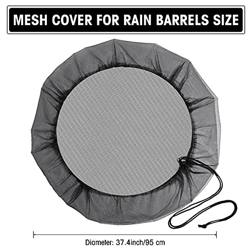 3 Pieces Mesh Cover For Rain Barrel, Water Collection Buckets Cover Tank Harvesting Tool Protector Rain Barrel Netting Screen With Drawstring To Keep Debris Out Of Rain Barrel, 37.4 Inch Diameter #TOP1