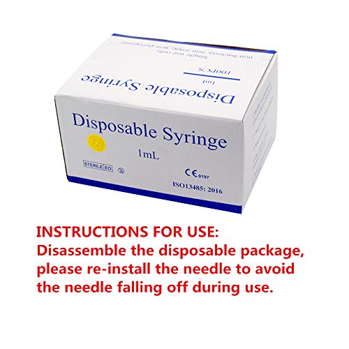 1Ml 25G Syringe With Needle,Disposable Sterile Syringe 100Pcs #TOP4