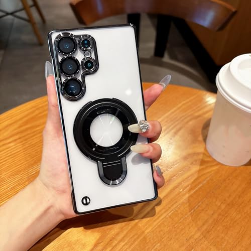 Coque arrière en acrylique rigide pour Samsung S22 Ultra avec anneau magnétique premium