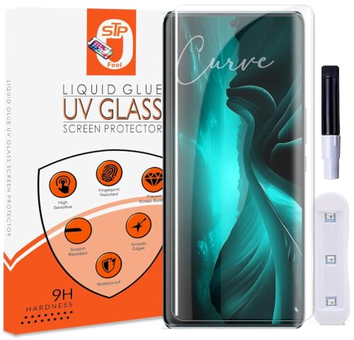 Image of STP FEEL UV Premium Tempered Glass Screen Protector Guard For Lava Blaze Curve 5G (6.67 Inch, Pack of 1) Full Adhesive UV Curved Case Friendly HD Clarity with easy installation kit for Smartphone