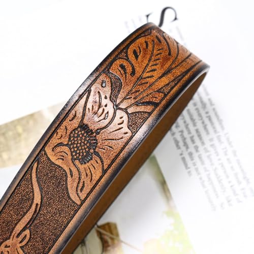 Women Western Cowboy Belt - PU Leather Longhorn Bull Turquoise Embossed Buckle Belt for Jeans Pants Dresses4