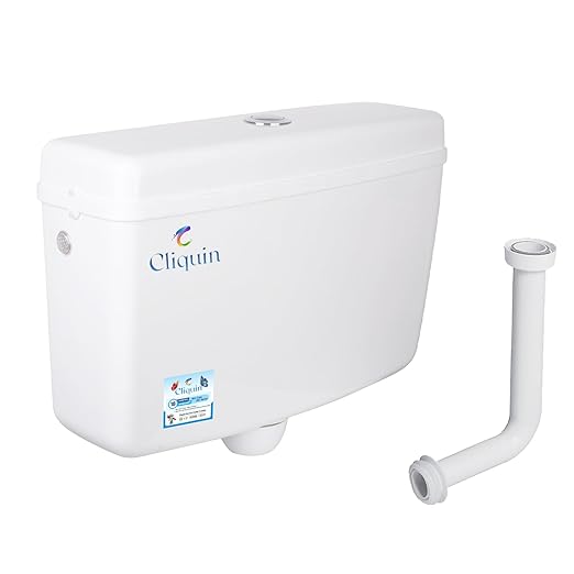 Cliquin CS-106 Premium Flushing Cistern Complete Set Center Top Push Button Single Flush Tank (White 10 L)