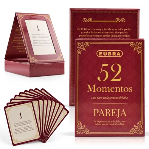 EUBRA - 52 Tarjetas semanales de Pareja para Disfrutar de un año Completo guiado con reflexiones y retos | Regalo Original para Novios en Aniversarios, Bodas, San Valentín, y Ocasiones Especiales EUBRA - 52 Tarjetas semanales de Pareja para Disfrutar de un año Completo guiado con reflexiones y retos | Regalo Original para Novios en Aniversarios, Bodas, San Valentín, y Ocasiones Especiales