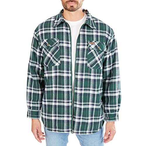Smith's Workwear Men's Zip-Front Sherpa-Lined Flannel Shirt Jacket