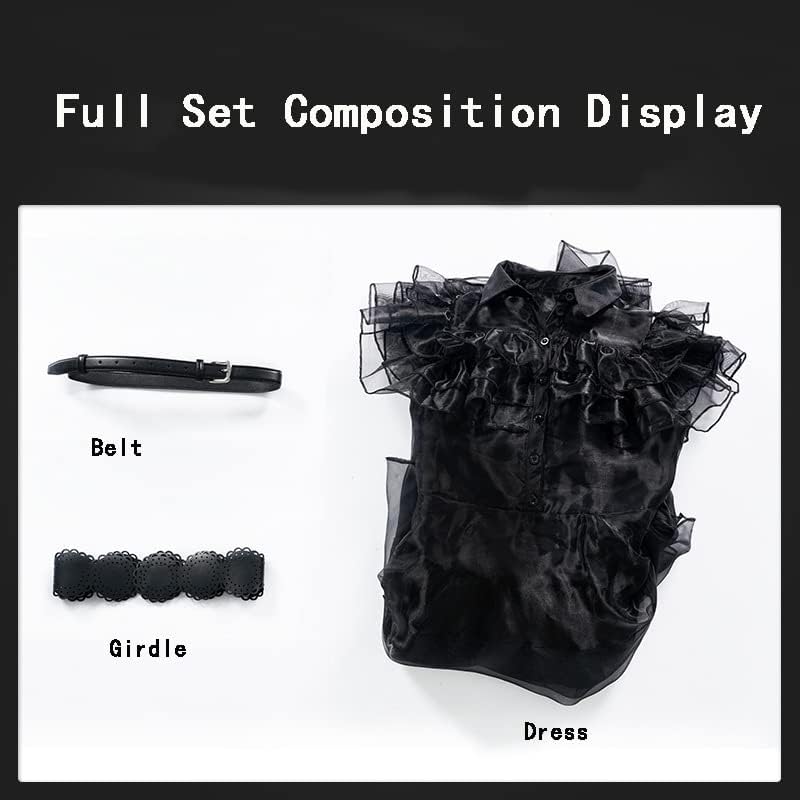 Miniatura 6 de Vestido de baile del miércoles disfraz de Merlina Addams vestido de malla negra traje de cosplay para niñas y niños