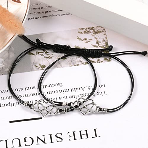 Bochoi Love Heart Infinity Best Friend Bracelets Pinky Promise Long Distance Bff Matching String Wish Bracelets With Greeting Card For Couple Boyfriend Girlfriend Him Her Women #TOP3
