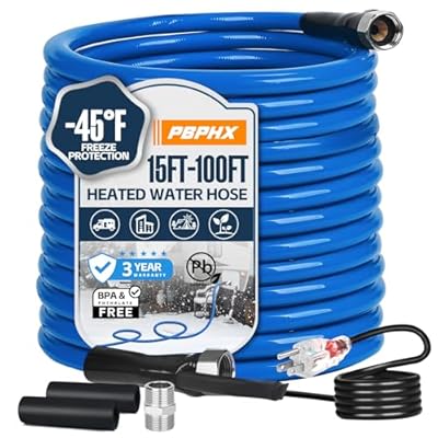 Heated Water Hose for RV,Heated Drinking Water Hose with Thermostat,Lead and BPA Free,1/2"Inner Diameter,Temperatures Down to -40°F Self-Regulating,Blue Appearance