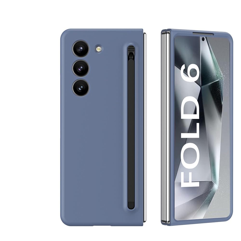 Per Samsung Galaxy Fold 6 5G Custodia con penna stilo colorata Cover ultra sottile per slot per penna per Z Fold4 Fold3 Fold5 Shell, blu con penna nera, per Samsung Z Fold 6