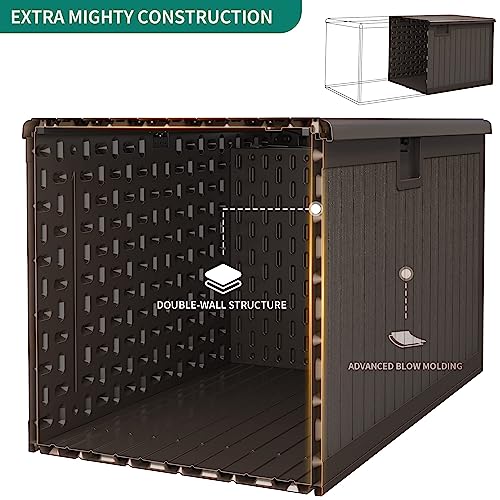Yitahome Xxl 230 Gallon Large Deck Box,Outdoor Storage For Patio Furniture Cushions,Garden Tools And Pool Toys With Flexible Divider, Waterproof,Lockable (Brown) #TOP4