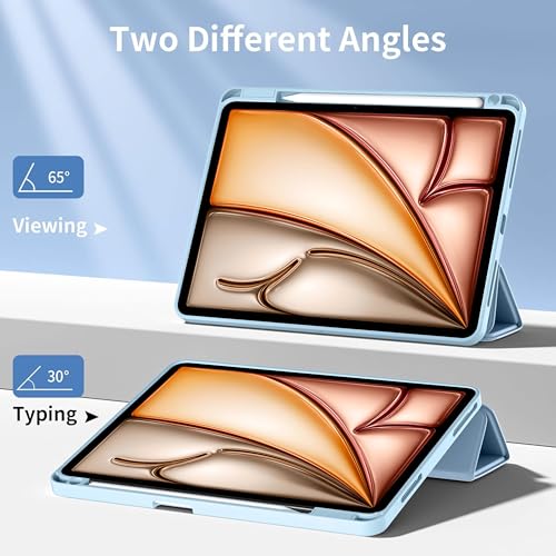 Image of TGK Rotating Case Cover for iPad Air 13 inch M4 /M3 /M2 (2026 /2025 /2024) with Pencil Holder (Sky Blue)