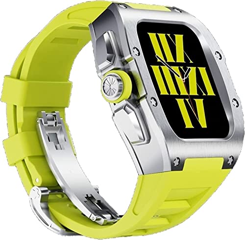 Boîtier en titane pour Apple Watch 45mm, l'élégance du métal et bracelet caoutchouc sport chic