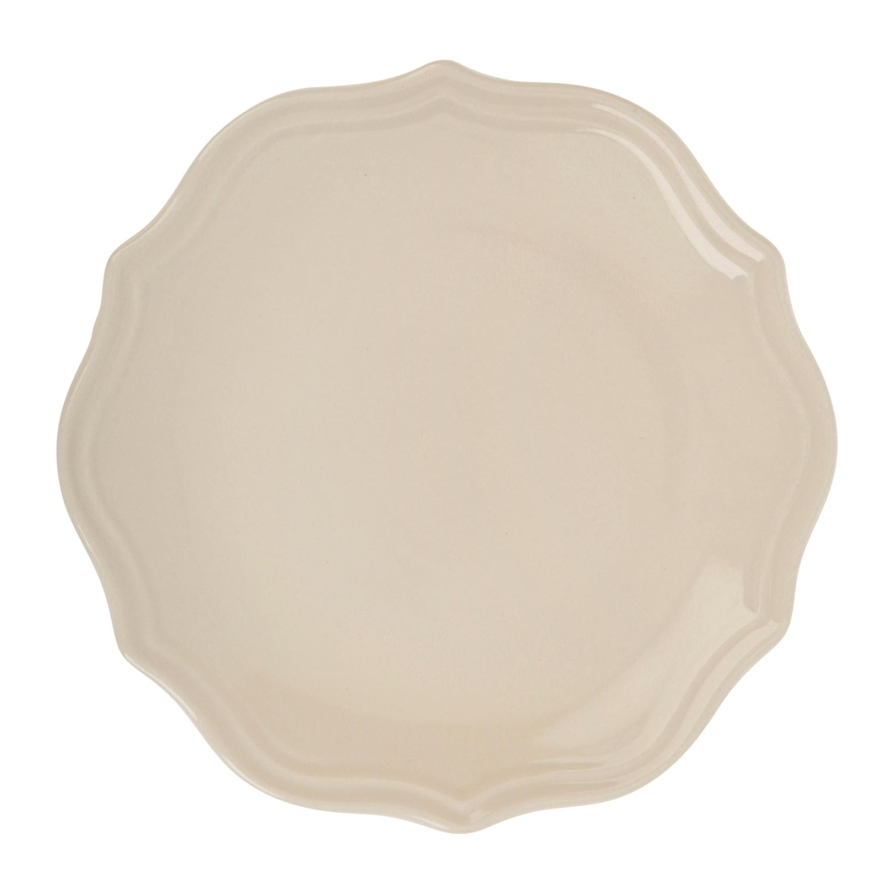 GENEVIEVE LETHU 536320 Earthenware Dessert Plate Cream Ø 21 cm - Table de Diane Collection - Earthenware Plate with Classic Charme, delicately Scalloped