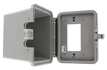 Leviton 5997-DGY 1-Gang Raintight While in Use Standard Cover, Extra Deep, for Decora or GFCI devices, Horizontal Mount, Gray Base and Cover
