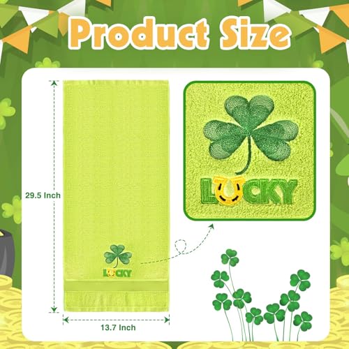 AEUEFUEA-St-Patricks-Day-Hand-Towels-Set-of-2-14-x-30-Cotton-Shamrock-Embroidered-Decorative-Towels-for-Bathroom-Kitchen-Home-and-Housewarming-Gifts AEUEFUEA St Patricks Day Hand Towels Set of 2 14 x 30 Cotton Shamrock Embroidered Decorative Towels for Bathroom Kitchen Home and Housewarming Gifts