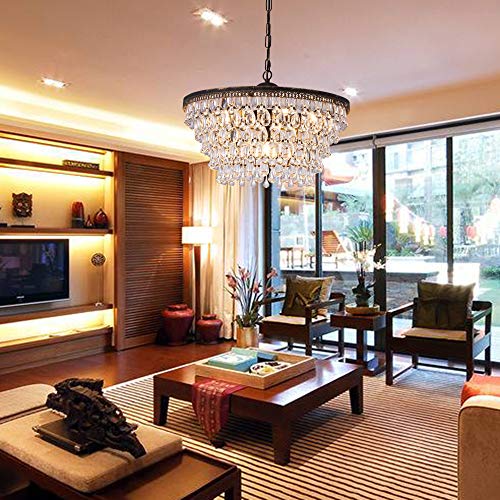 Wellmet DS-CCP002-BRONZE-US Crystal Chandelier, 6-Light 5 Tiers Farmhouse Bronze Ceiling Lighting Fixture thumb #8
