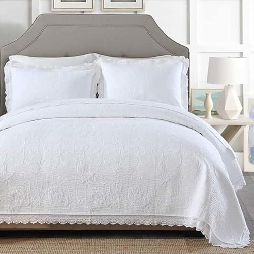 Colcha Cama Colchas Cama Cubre Cama 3 Piezas Colcha para Sofa Colcha Multiusos para Sofas Sabanas Cubrecama Acolchad Cubrecanapes Cama Protector De Cama,White-230x250cm