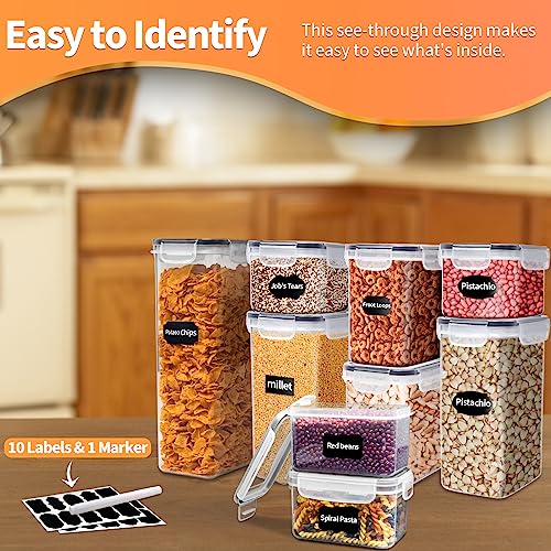Airtight-Food-Storage-Containers-with-Lids-7-Pcs-BPA-Free-Plastic-Dry-Food-Canisters-for-Kitchen-Pantry-Organization-and-Storage-for-Cereal-Dishwasher-safeInclude-10-Labels-and-Marker-Black
