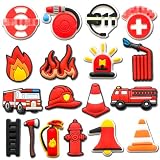 BFWRGUO 18Pcs Fireman Shoe Charms, Lifeguard Fire Charms Pack for Adults Shoe Decoration