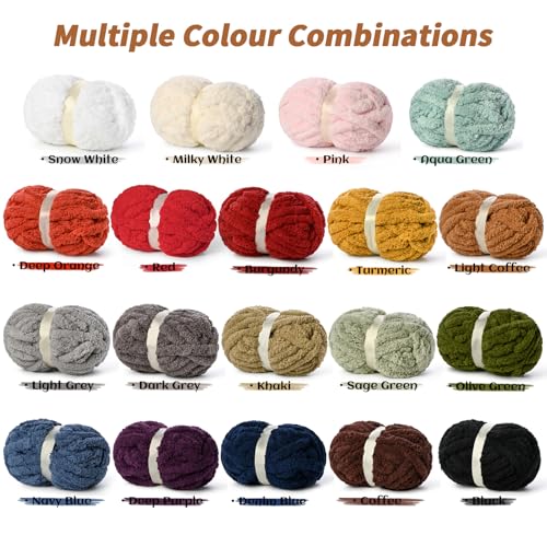 Image of 10 Pack of Jumbo Chunky Yarn for Hand Knitting,10# Super Bulky-Fluffy Chenille Yarn, 220 yds /70.5 oz Soft Thick Yarn for Crocheting Chunky Knit Throw Blankets.(Turmeric)