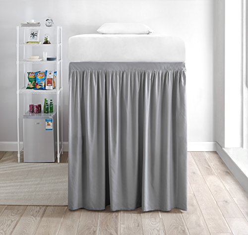 Extended Dorm Sized Bed Skirt Panel with Ties (1 Panel) - Alloy (for Raised or lofted beds)