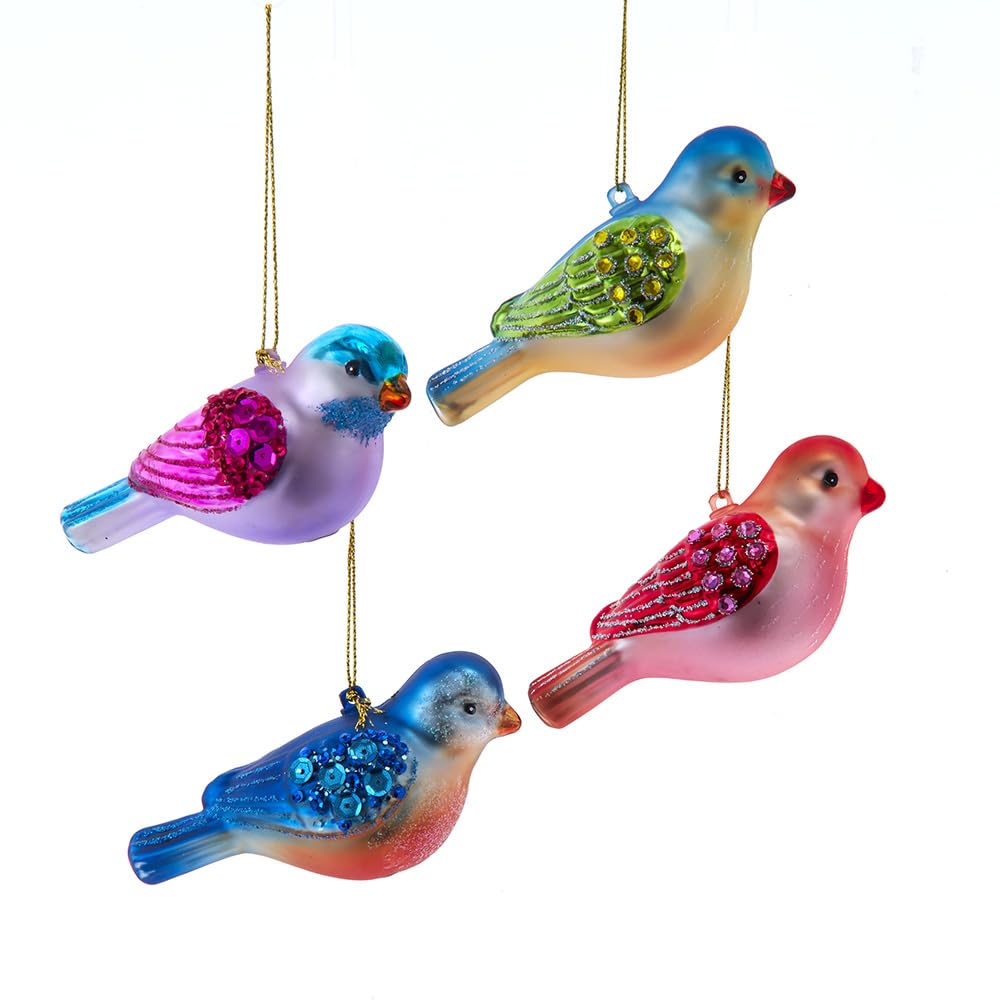 Kurt S. Adler Mulitcolor Kurt Adler Glass Colorful Bird Ornaments, Set Of 4