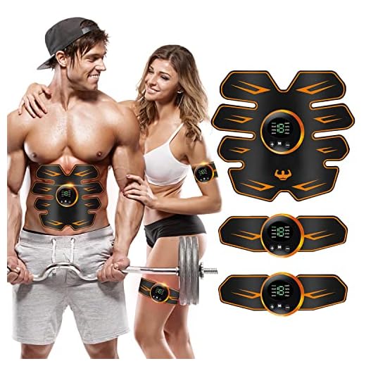 Queath EMS Trainingsgerät, USB Wiederaufladbar Muskelstimulator bauchtrainermit - Bauchmuskeltrainer EMS Elektrische Muskelstimulation, EMS Bauchtrainer