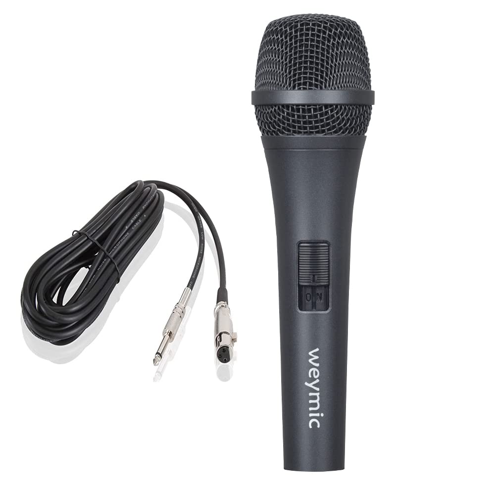 WEYMIC Wm80s Classic Style Dynamic Vocal Instrument with Clean Sound,Metal Body Microphone/w On/Off Switch/w Cable 16.4ft XLR to 1/4''