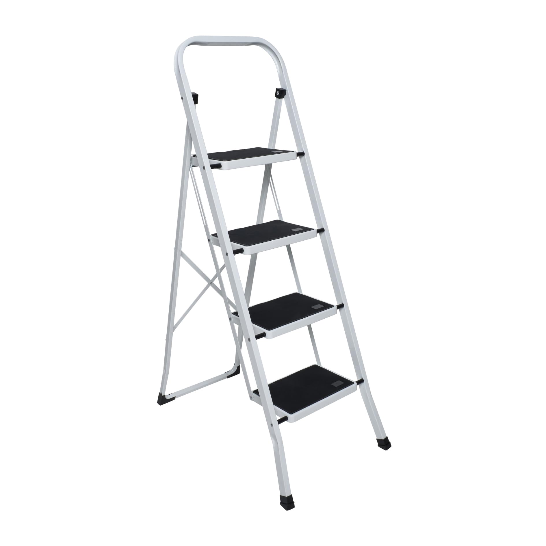 Folding Step Ladder Steel – Portable Non-Slip Step Ladder with Wide Safety Treads & Anti-Slip Feet, Lightweight & Easy-Store Design for Home, Kitchen, DIY & Garage Use – Upto 150kg Capacity (4 Step)