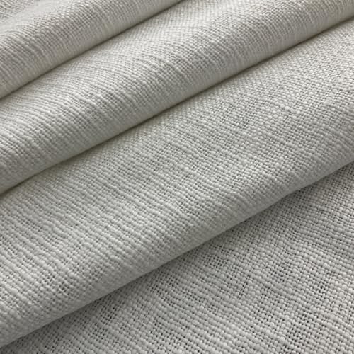 Image of 100% Cotton Duck Fabric by The Yard - Heavy Duty Canvas Cloth for Upholstery, Curtains, Bags, Crafts & Home Decor Size 62 inch- Available in Yellow, White, Natural & Blue (Off White, 3 Metre)