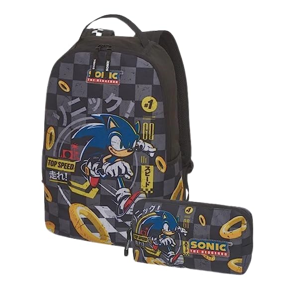 Kit Mochila Costas+ Estojo Sonic Top Speed Pacific