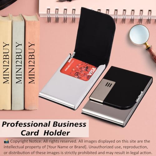 Image of Luxurious Unisex Pocket Card Holder Design 15-20 Business Card and 5-8 Card Debit Credit Ultrathin Stainless Steel 9.5 X 6.5 x 1.2 cm Size RFID Blocking Corporate Gift for Employee (Black-PTI)