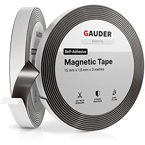 GAUDER Magnetic Tape Self Adhesive | Magnet Strips with Adhesive Backing | Sticky Back Magnet Roll (3m) Cover
