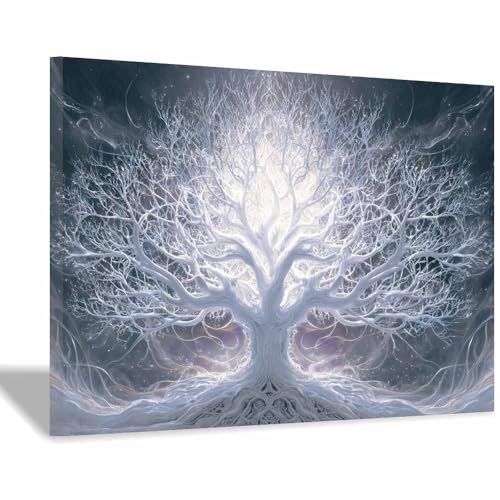 Arbre où fleurissent les esprits - Tableau Spirituel et Lumineux Blanc