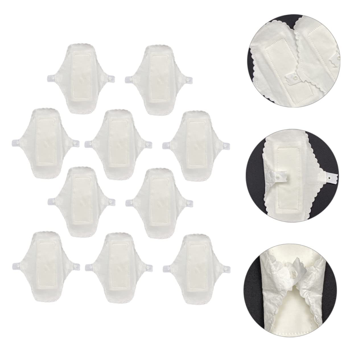 Beaupretty 3 Juegos De Compresas Reutilizables Para La Menstruación De Algodón Absorbente Fáciles De Limpiar 10 Unidades X 3