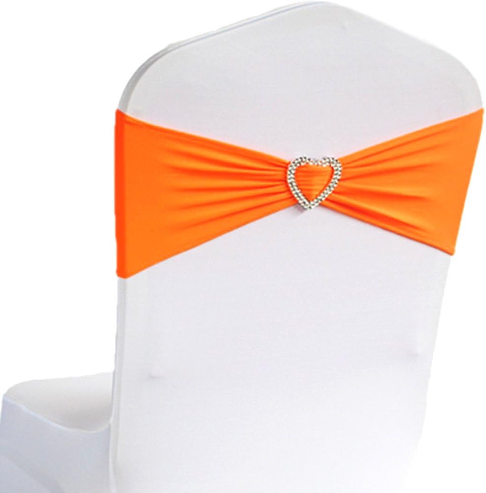 50PCS Wedding Chair Bow Sashes Elastic Chair Band with