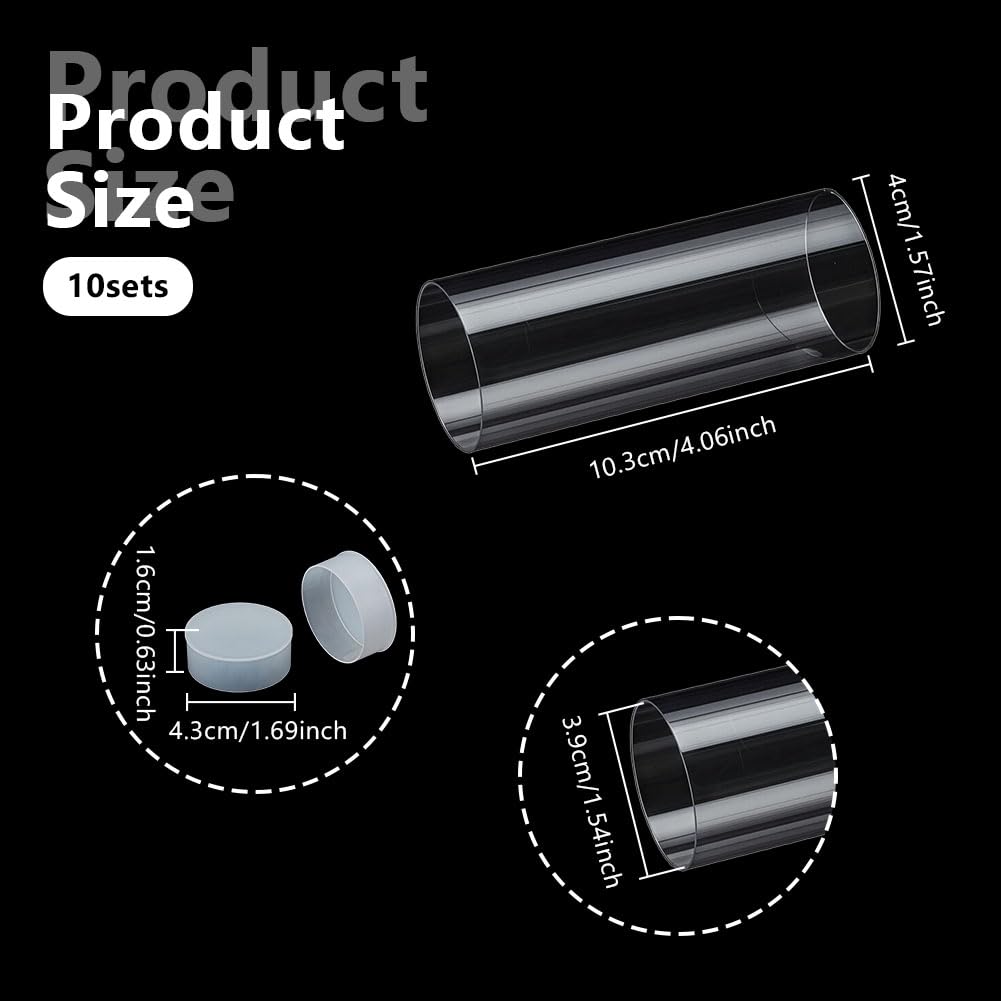 OLYCRAFT 10 Set Tubi di Plastica Trasparenti 40x103mm con Coperchio per Perline Sali da Bagno