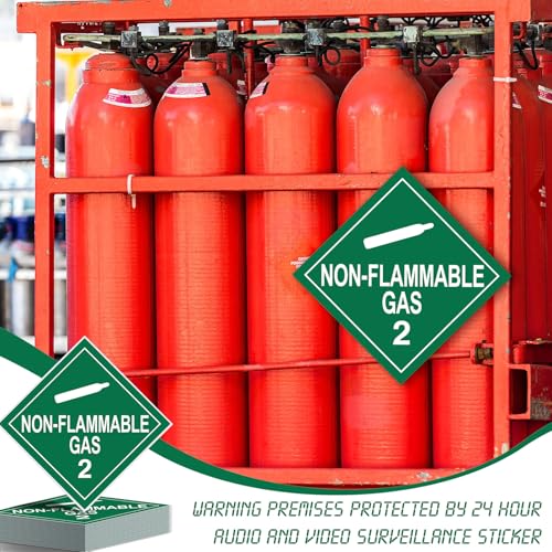 Image of 25 Pcs 2.2 Non-Flammable Gas Placard Stickers, 10.75 inch x 10.75 inch Removable Non-Flammable Gas Hazard Labels Self-Adhesive Vinyl for Short-Term Applications