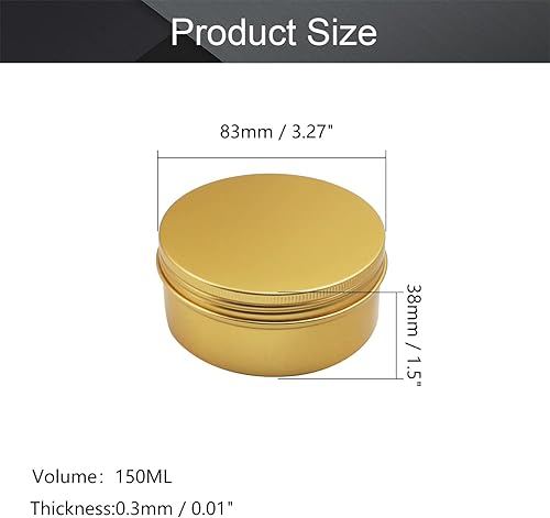 Miniatura 2 de Othmro Latas redondas de aluminio con tapa de rosca de metal de 5.1 fl oz5 onzas, 3.268 x 1.496 in (D* H) contenedores de aluminio de color dorado