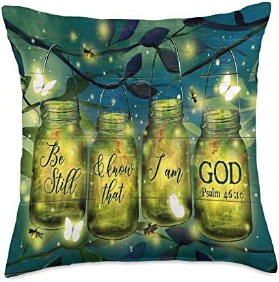 Fantasy Forest Fireflies Jesus Fantasy Forest Fireflies Butterfly Know That I Am God Throw Pillow, 18x18, Multicolor