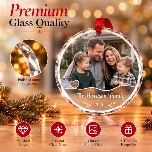 Image of Personalized Christmas Ornaments 2026, Custom Family Glass Keepsake