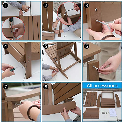 Plastic Adirondack Chairs Hips Material Looks Like Real Wood Weather Resistant For Patio Garden, Backyard, Patio And Indoors (Teak) #TOP4