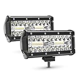 MICTUNING LED Light Pods 7 Inch 240W Triple Row LED Light Bar Spot Flood Combo Beam Offroad Driving Fog Lights For Pickup Truck Jeep ATV UTV SUV Boat, 2 Pack