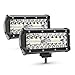 MICTUNING 2Pcs LED Pods 7 Inch Spot Flood Combo Beam Cube LED Work Light, 6000 Lumens Triple Row Offroad Light Driving Fog Lamps For Pickup Trucks Jeep ATV UTV SUV Boat Marine